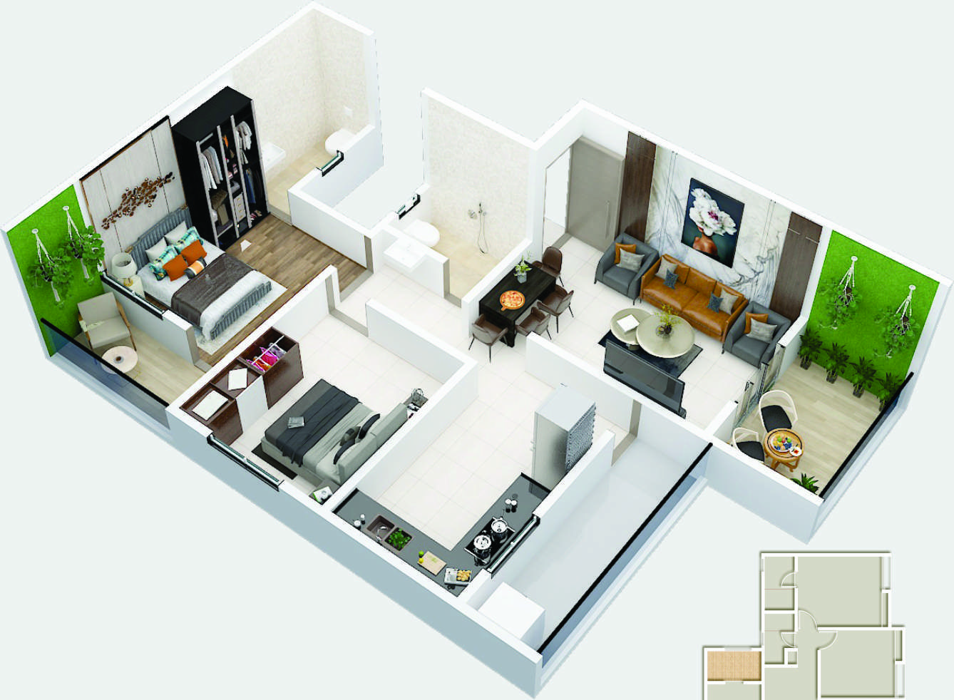 2 BHK Floor Plan
